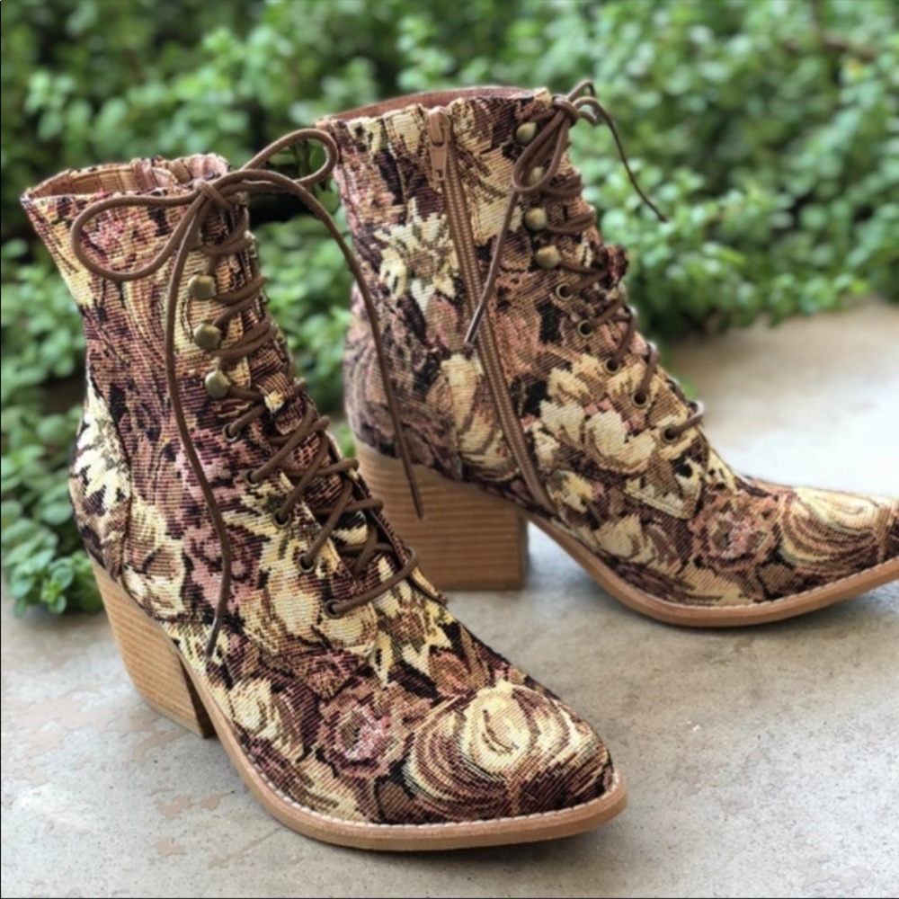 Jeffrey Campbell Floral Tapestry Elcrom Boots